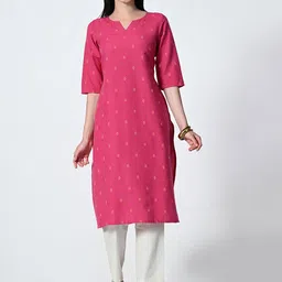 BAESD Geometric Printed Cotton Notch Neck Straight Kurta-picture-11
