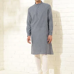 Fabindia Striped Mandarin Collar Straight Kurta-picture-37
