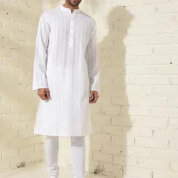 Fabindia Striped Slim Fit Cotton Straight Kurta-image-24