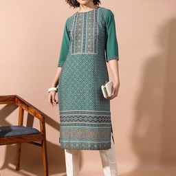 Vishudh Green Ethnic Motifs Printed Kurta-picture-24