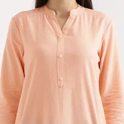 SAADAA Mandarin Collar Three-Quarter Sleeves Straight Kurta image 2