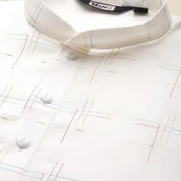 MANQ Geometric Woven Design Mandarin Collar Pure Cotton Straight Kurta image 4