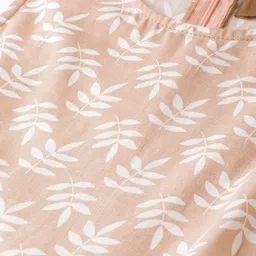 Shae by SASSAFRAS Women Peach-Coloured & White Printed A-Line Kurta image 3