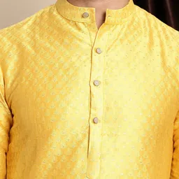 Anouk Woven Design Band Collar Zari Silk Cotton Straight Kurta image 2