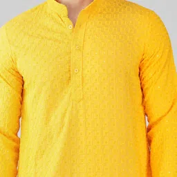 Vastraa Fusion Men Yoke Design Thread Work Kurta image 4