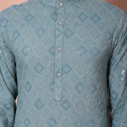 Jompers Men Geometric Printed Thread Work Kurta image 5