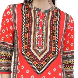 Vishudh Women Red & Green Ethnic Motifs Printed Kurta image 4