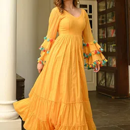 KALINI Flared Sleeves Layered Anarkali Kurta image 3