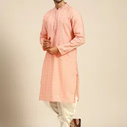 KISAH Chevron Woven Design Mirror Work Mandarin Collar Kurta image 4