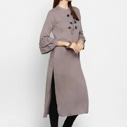 vbuyz KALINI Women Grey Embroidered Flared Sleeves Kurta image 3