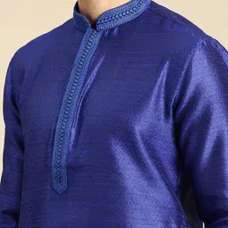 here&now x sanwara Sanwara Men Blue Woven Designer Jacquard Kurta image 5