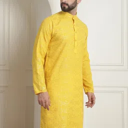 SOJANYA Printed Mandarin Collar Long Sleeves Straight Kurta image 3