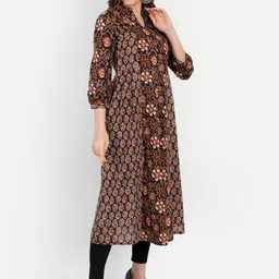 SUTI Floral Printed Mandarin Collar A-Line Kurta image 2