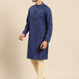 Amodh by Kisah Men Navy Blue Thread Work Kurta image 3
