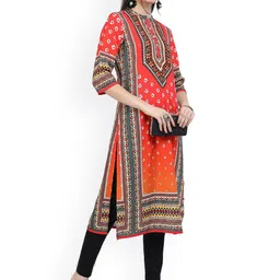 Vishudh Women Red & Green Ethnic Motifs Printed Kurta image 5