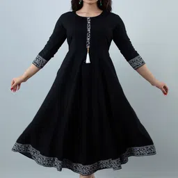 PEARL IND Round Neck Rayon Anarkali Kurta image 2