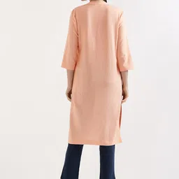 SAADAA Mandarin Collar Three-Quarter Sleeves Straight Kurta image 4