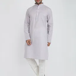 ROYAL KURTA Men Grey Solid Kurta image 2