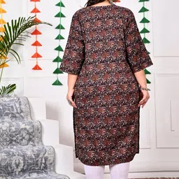 Swasti Plus Size Floral Printed Round Neck Straight Kurta image 2