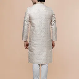 MAAHI FABS Ethnic Motif Woven Design Mandarin Collar Thread Work Straight Kurta image 5