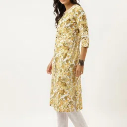 Neemiya Floral Printed Round Neck Pure Cotton A-line Kurta image 5