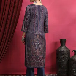 Vishudh Purple Ethnic Motifs Printed Keyhole Neck Kurta image 4