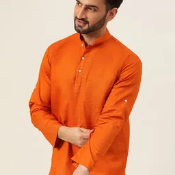 JAVINISHKA Mandarin Collar Cotton Linen Short Kurta image 5