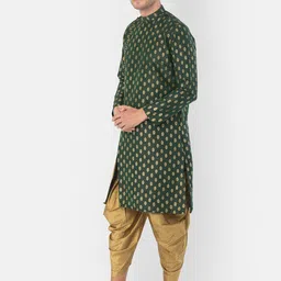 DEYANN Men Green Woven Design Kurta image 4