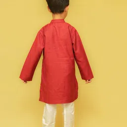 Klephant Boys Mandarin Collar Straight Silk Kurta image 4