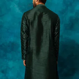 VASTRAMAY Embellished Mirror Work Mandarin Collar Straight Kurta image 3