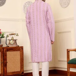 MULTI SHADES Men Ethnic Motifs Printed Thread Work Kurta image 4