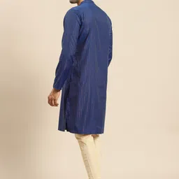 Amodh by Kisah Men Navy Blue Thread Work Kurta image 4