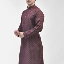 SG LEMAN Ethnic Motifs Woven Design Thread Work Mandarin Collar Cotton Kurta image 5