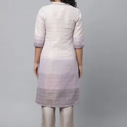 AURELIA Band Collar Woven Design Zari Kurta image 5