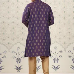 Ode by House of Pataudi Ethnic Motifs Printed Mandarin Collar Straight Kurta image 3