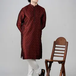 MAAHI FABS Maroon Cotton Printed Floral motifs Kurta image 3