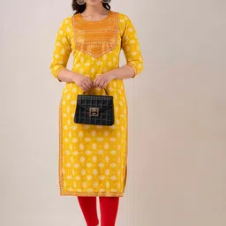 FASHION DEPTH Ethnic Motifs Printed Sequinned Straight Kurta image 5