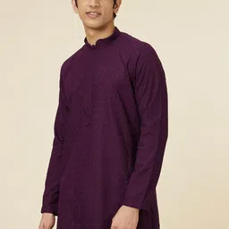 Manyavar Men Keyhole Neck Flared Sleeves Thread Work Kurta image 3