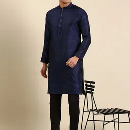 Amodh by Kisah Ethnic Motifs Woven Design Mandarin Collar Kurta image 5