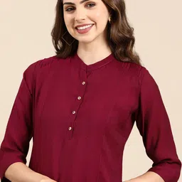 SHOWOFF Mandarin Collar Chanderi Silk Kurta-picture-26