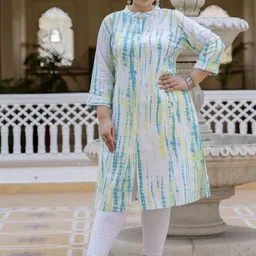 Lee Moda Women Tie & Dye Printed Side Slit A-Line Kurta image 2