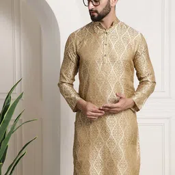 SOJANYA Ethnic Motifs Woven Design Mandarin Collar Straight Kurta image 2