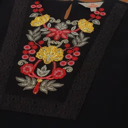 Anouk Floral Yoke Design Thread Work Straight Kurta image 3