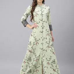 Idalia Floral Printed A-line Cotton Kurta image 1