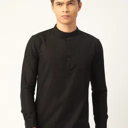 WHITE HEART Men Black Thread Work Kurta image 1
