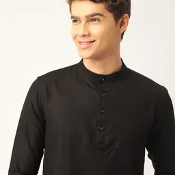 WHITE HEART Men Black Thread Work Kurta image 2