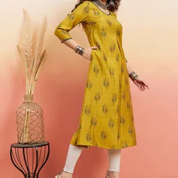Sangria Ethnic Motif-Printed A-Line Kurta image 4