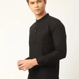 WHITE HEART Men Black Thread Work Kurta image 4