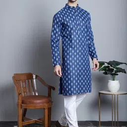 Jompers Mandarin Collar Ethnic Motifs Printed Kurta image 3