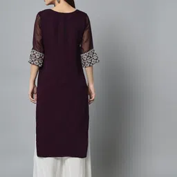 VAIRAGEE Floral Embroidered Georgette Kurta image 5